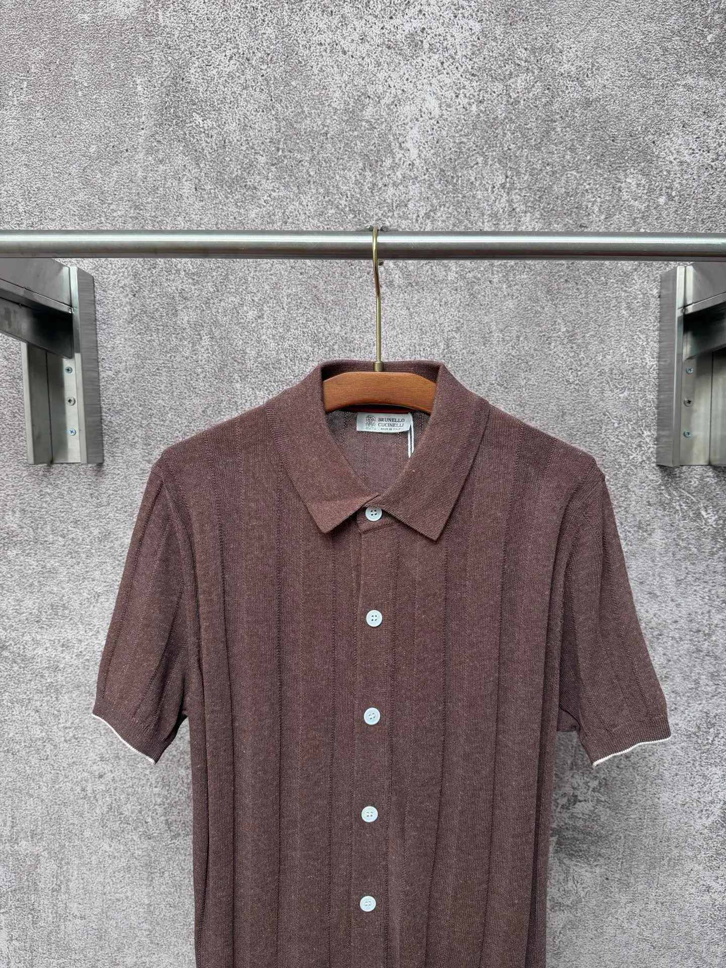 Brunello Cucieli linen old money style lapel button knitted short-sleeved Po Lo shirt Size: S M L XL